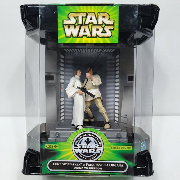 HASBRO Star Wars 25th Anniversary Luke & Princess Leia Swing To Freedom Figure - Picture 1 of 6